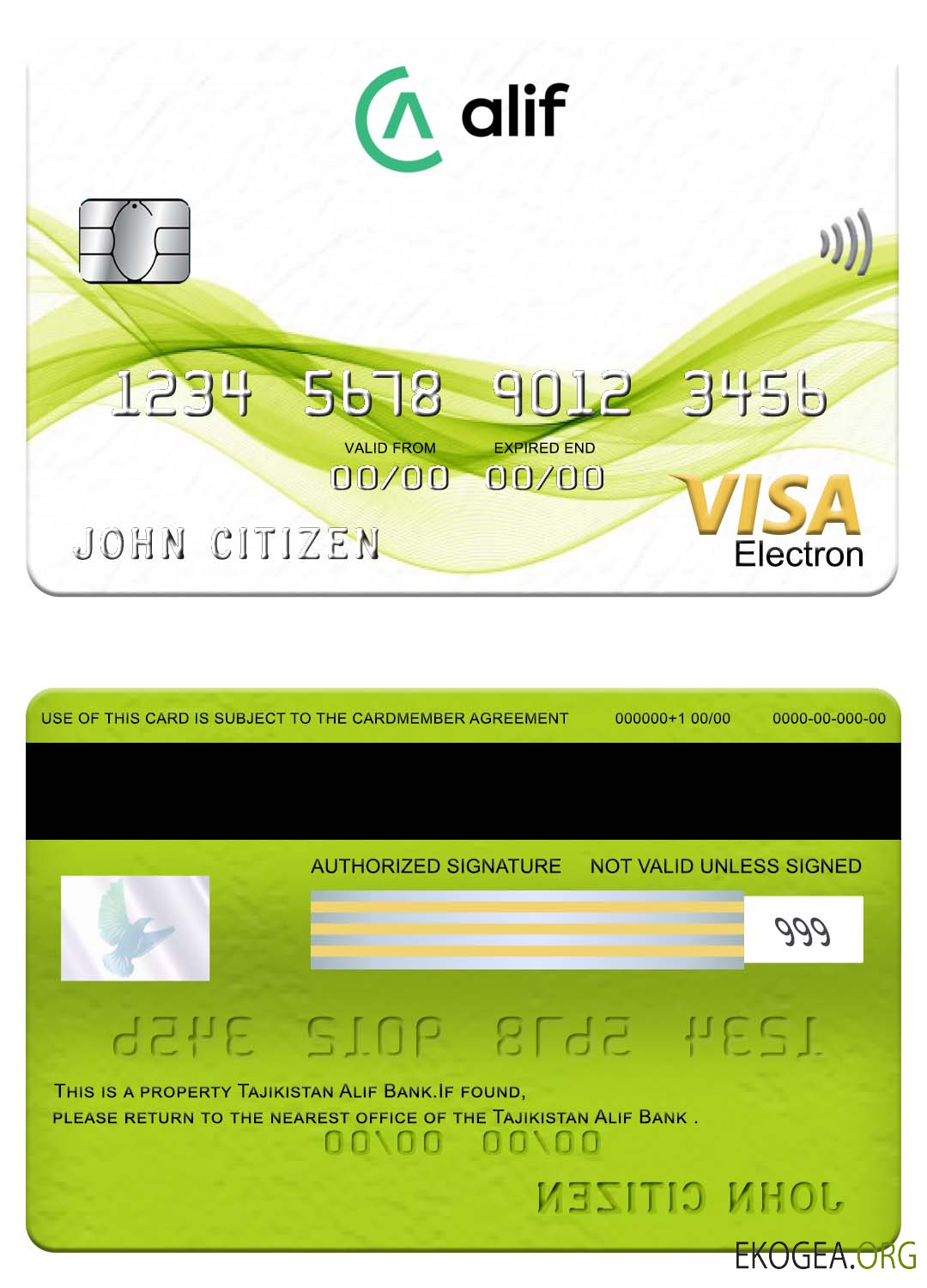 Carte électronique visa Alif Bank du Tadjikistan